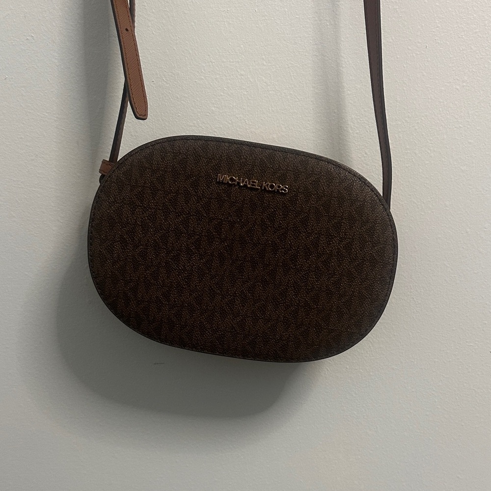 Michael Kors Dark Brown Oval Crossbody Bag